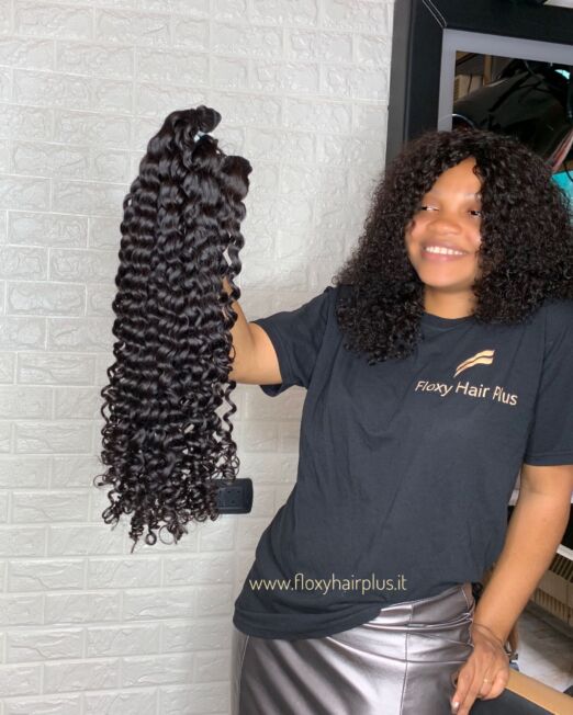Loose Deep curly 2,3 or 4 bundle deals with or without closures