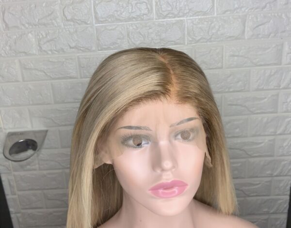 FHP Full Lace Wig – Platinum Blonde with Brown Roots - Image 4