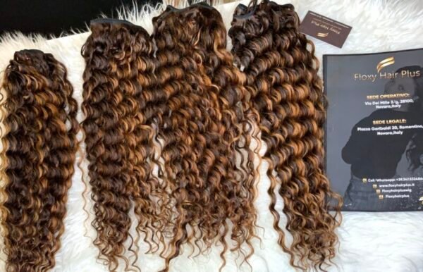 Vibrant Soft Bleached Curly Extensions with Custom Balayage