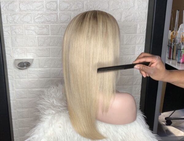 FHP Full Lace Wig – Platinum Blonde with Brown Roots - Image 5
