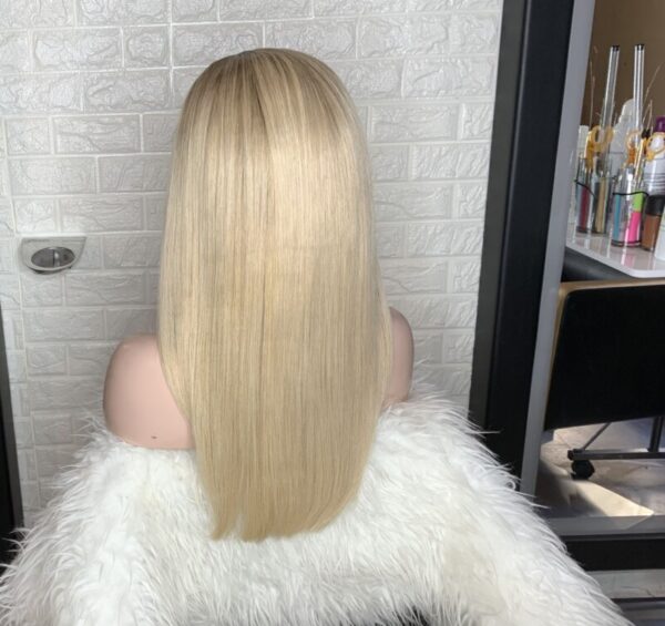 FHP Full Lace Wig – Platinum Blonde with Brown Roots - Image 2
