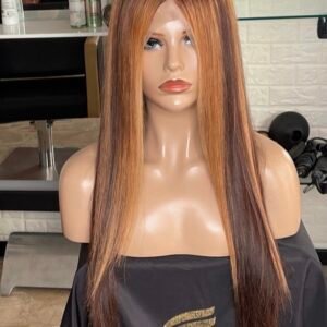 Lace frontal wig highlighted blonde and brown combination