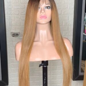 Lace frontal wig honey blonde ombre with shadow root