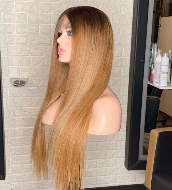Lace frontal wig honey blonde ombre with shadow root - Image 3